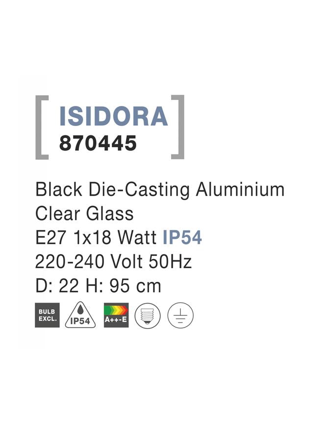 Външна настолна лампа ISIDORA 12W Пясъчно черен леят алуминий прозрачно стъкло IP54