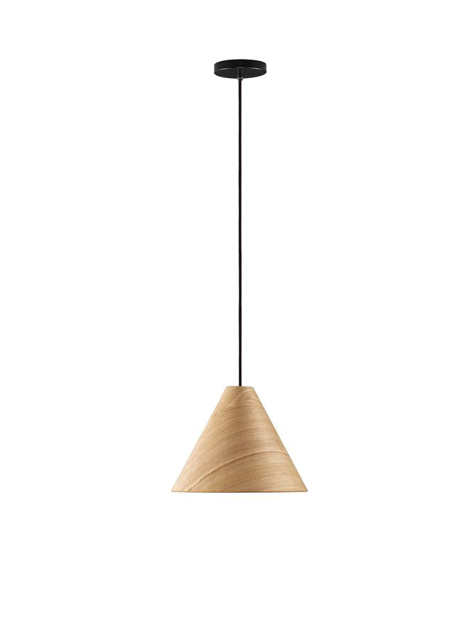 Висящо осветително тяло (пендел) ELYSIAN 12W LED E27 Натурално дърво черен кабел