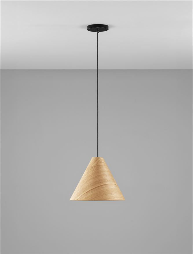 Висящо осветително тяло (пендел) ELYSIAN 12W LED E27 Натурално дърво черен кабел