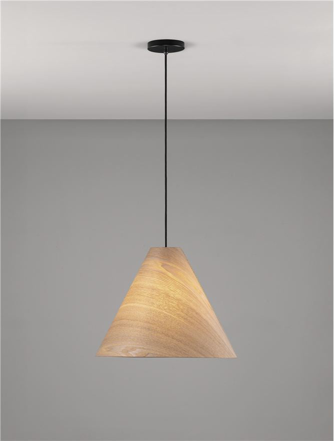 Висящо осветително тяло (пендел) ELYSIAN 12W LED E27 Натурално дърво черен кабел