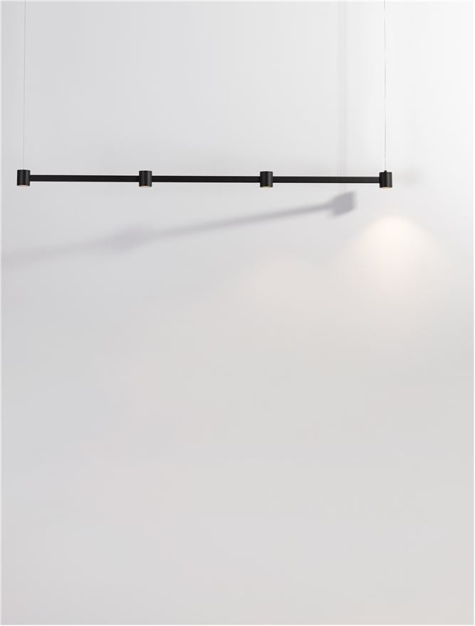 Висящо осветително тяло (пендел) PUIZE LED 24W 220-240V Пясъчно черен алуминий L118 W6 H140см