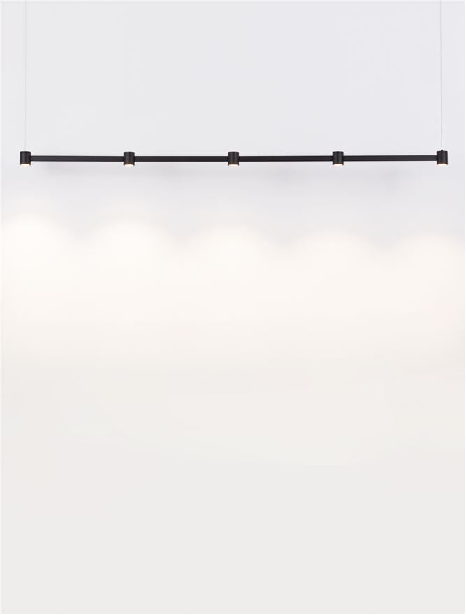 Висящо осветително тяло (пендел) PUIZE LED 30W 220-240V Пясъчно черен алуминий L156 W6 H140см