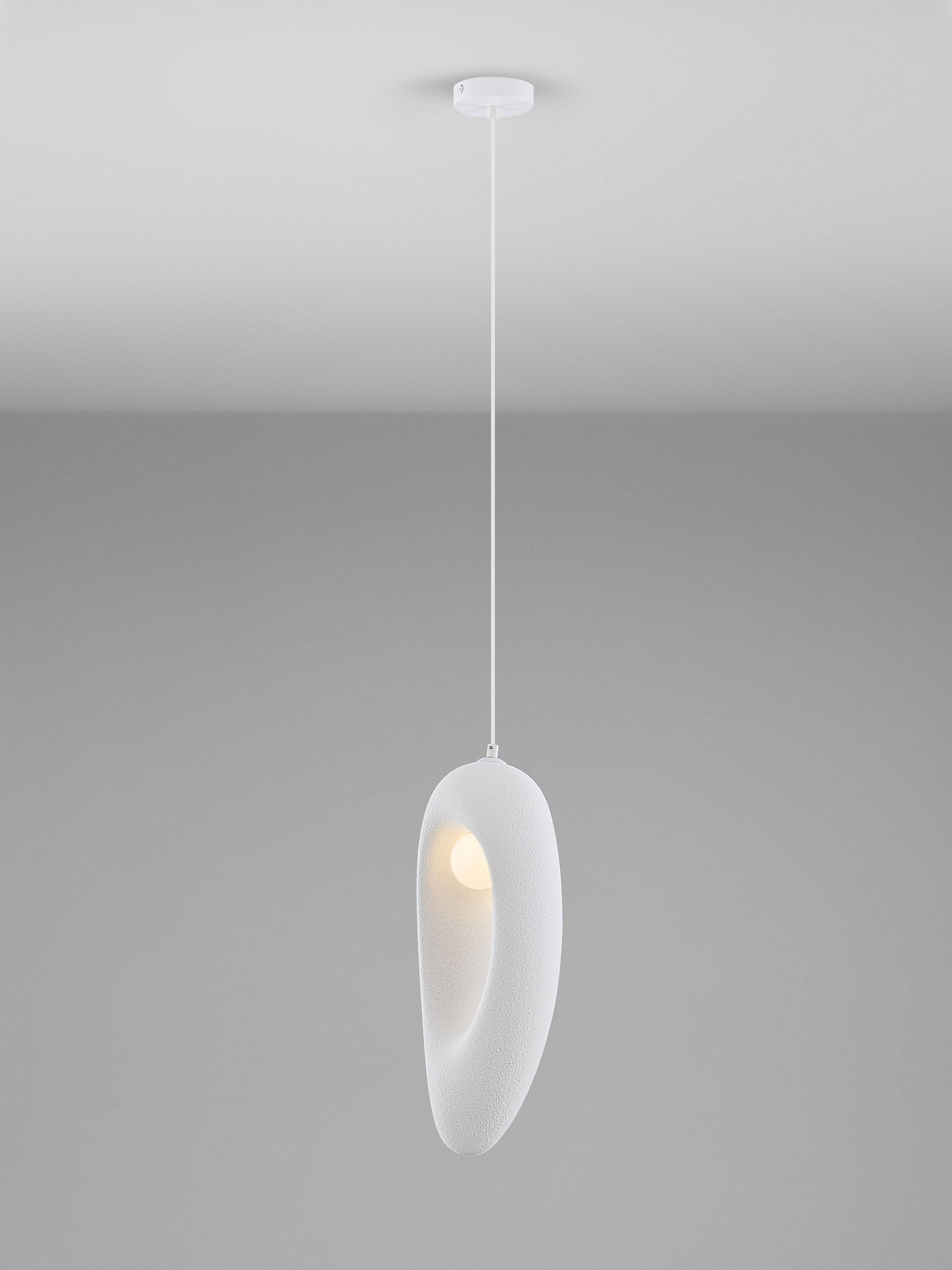 Висяща лампа TEMPUS 5W LED G9 Пясъчнобял полиуретан и смола Д18 Ш48 В250см