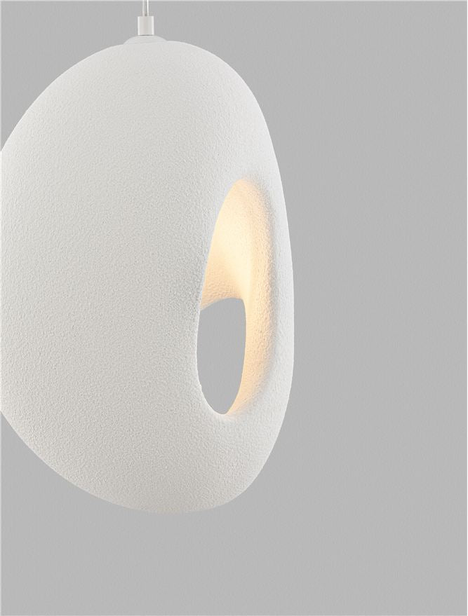 Висящо осветително тяло (пендел) TEMPUS 12W LED E27 Пясъчно бял полиуретан и смола L30 W40 H250см