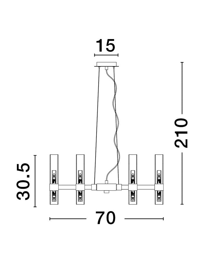 Висящо осветително тяло (пендел) CENTURY 60W 12x5W G9 Матово черен Прозрачно и матирано стъкло