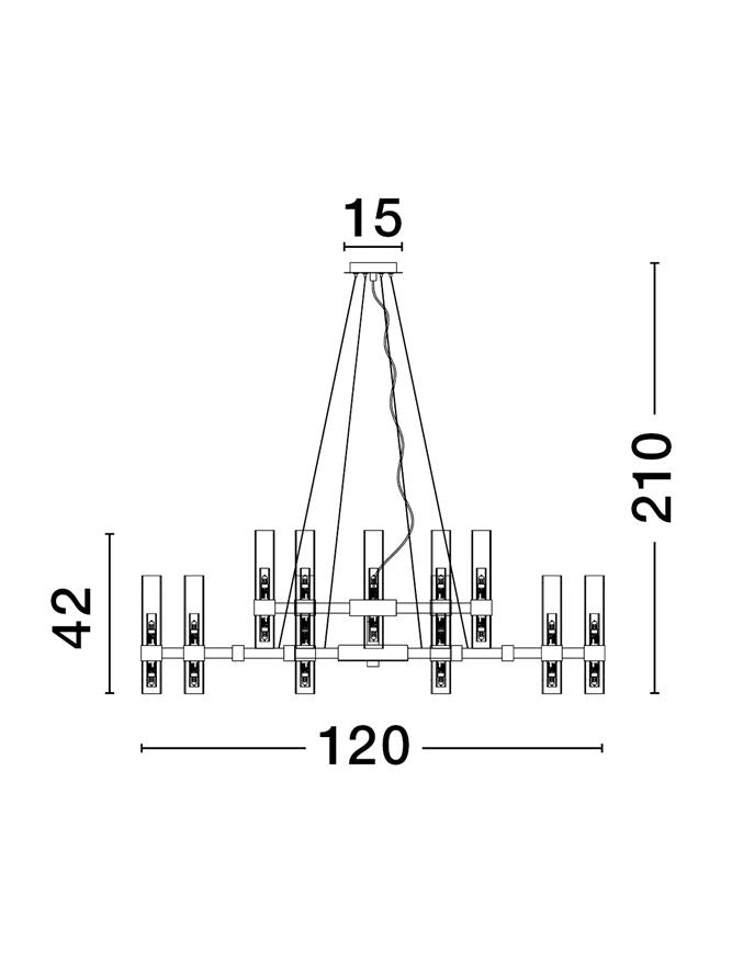 Висящо осветително тяло (пендел) CENTURY 150W 30x5W G9 Матово черен Прозрачно и матирано стъкло