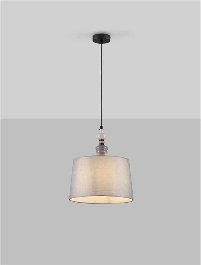 Висящо осветително тяло (пендел) DAMO LED E27 12W Матово черен сив и кафяв керамика текстил