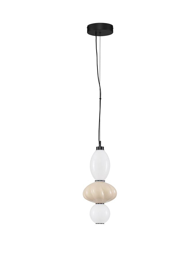 Подова лампа ONETA LED 18W 220-240V ⌀20 H252см Бежова керамика Опалово стъкло Матово черен метал