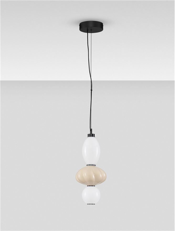 Подова лампа ONETA LED 18W 220-240V ⌀20 H252см Бежова керамика Опалово стъкло Матово черен метал