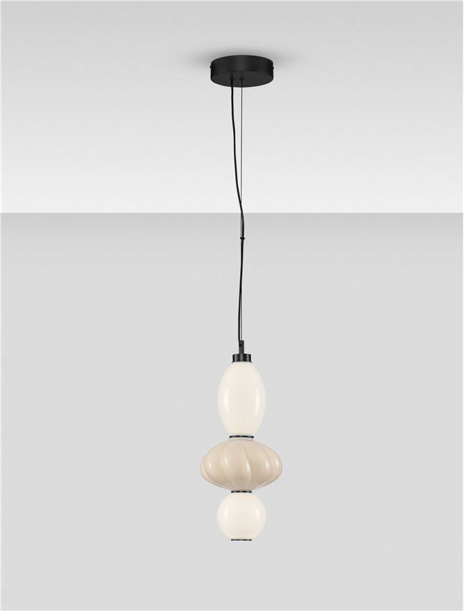 Подова лампа ONETA LED 18W 220-240V ⌀20 H252см Бежова керамика Опалово стъкло Матово черен метал