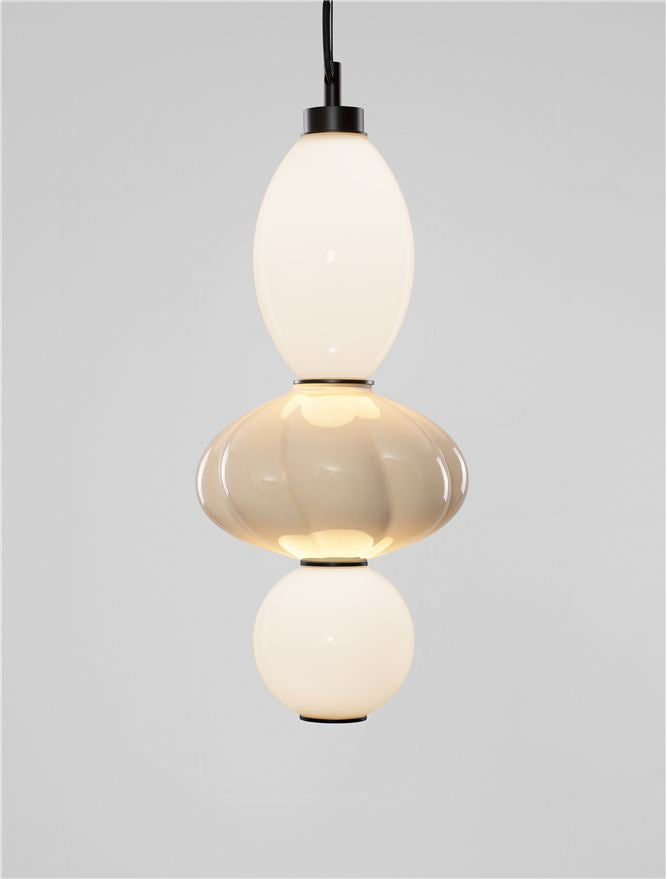 Подова лампа ONETA LED 18W 220-240V ⌀20 H252см Бежова керамика Опалово стъкло Матово черен метал