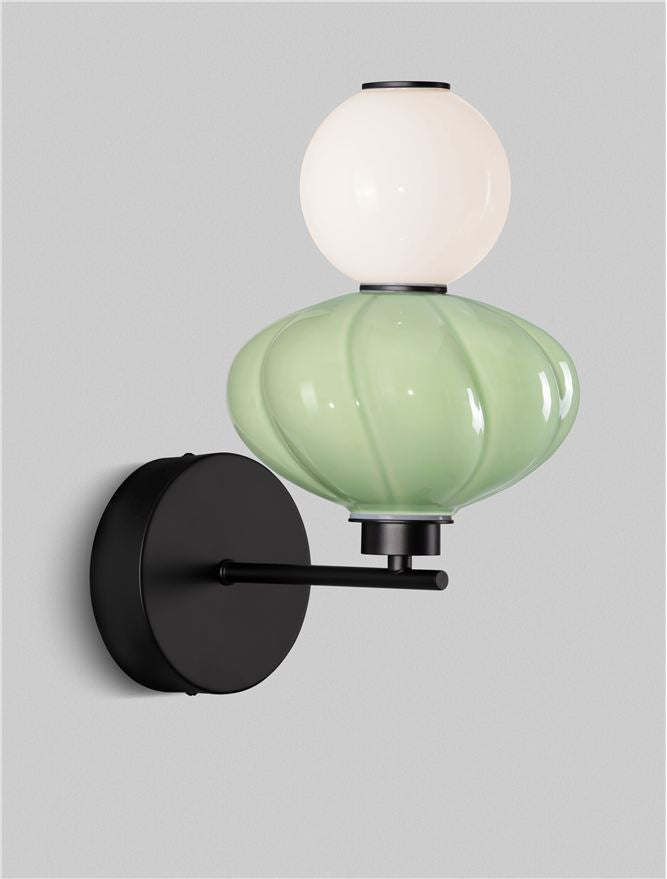 Настолна лампа ONETA LED 8W 220-240V ⌀20 W28 H34.6см Зелен керамика Опалово стъкло Матово черен метал
