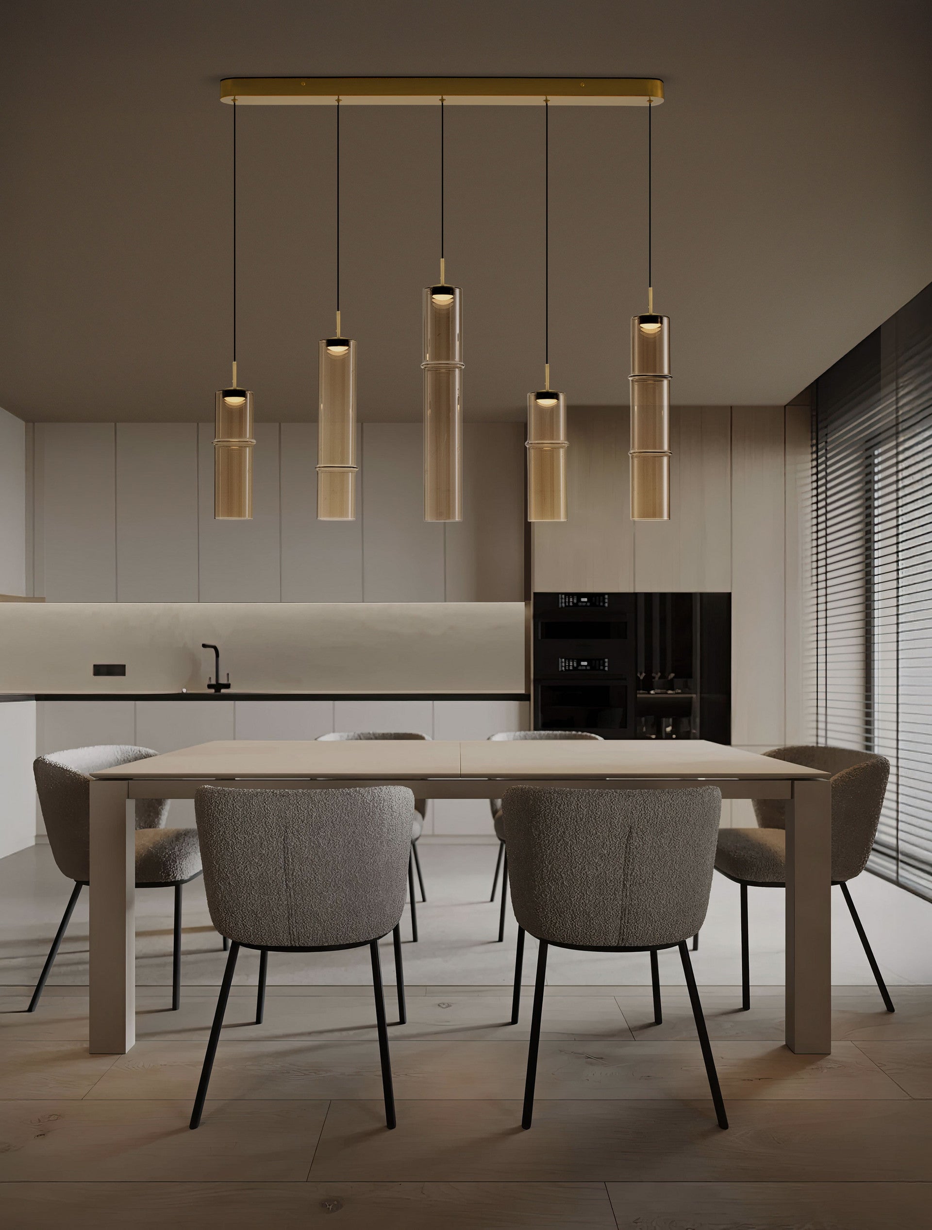 Подова лампа SANO 18W LED димируема, златен метал, конячно стъкло
