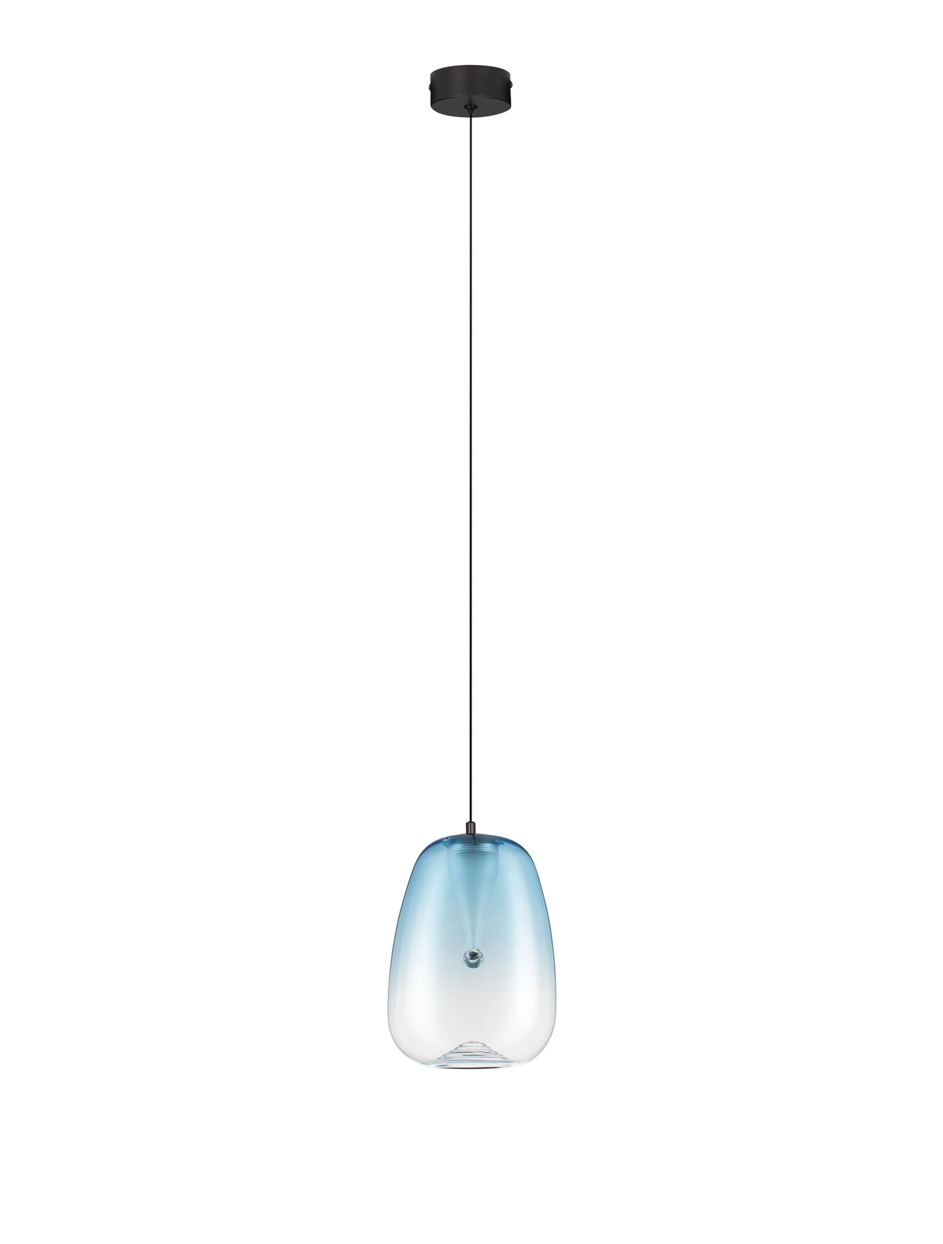 Подова лампа OBLO 3W LED, матово черен метал, светлосиньо стъкло, ⌀16 H227см