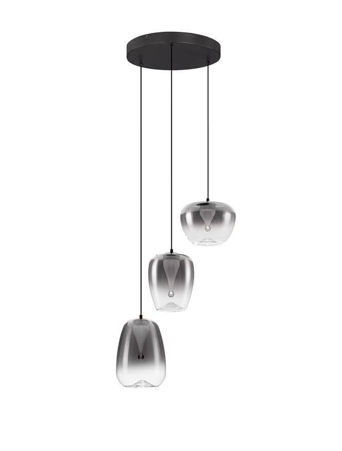 Подова лампа OBLO 10W LED матово черен метал опушено сиво стъкло ⌀41 H227см