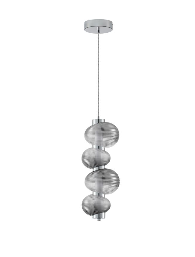 Подова лампа LEDA LED 15W 220-240V ⌀16 H251см Опушено сиво стъкло Хромиран метал