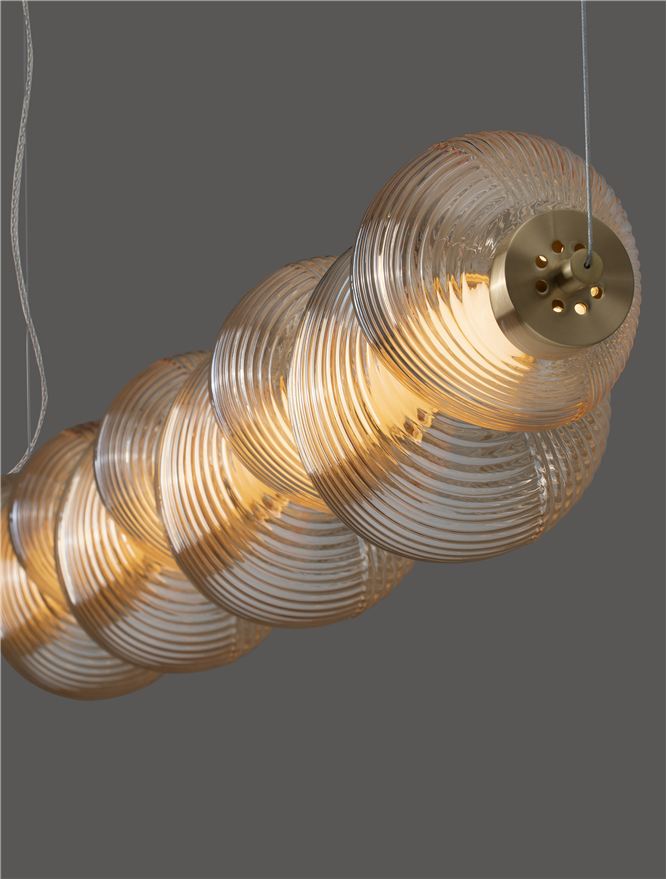 Подова лампа LEDA LED 30W 220-240V L97 W16 H221см Кехлибарено стъкло Златист метал