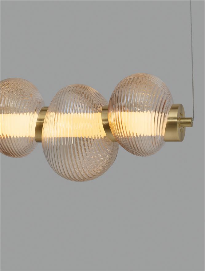 Подова лампа LEDA LED 30W 220-240V L97 W16 H221см Кехлибарено стъкло Златист метал