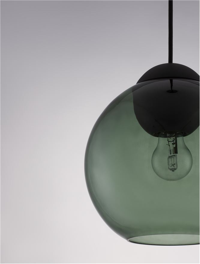 Висящо осветително тяло (пендел) MIDORI 12W E27 Матово черен Тъмнозелено стъкло