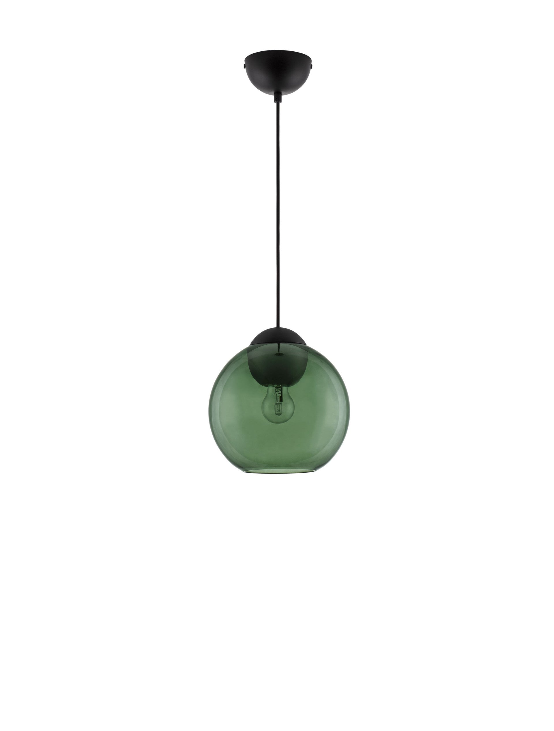Висящо осветително тяло (пендел) MIDORI 12W E27 Матово черен Тъмнозелено стъкло