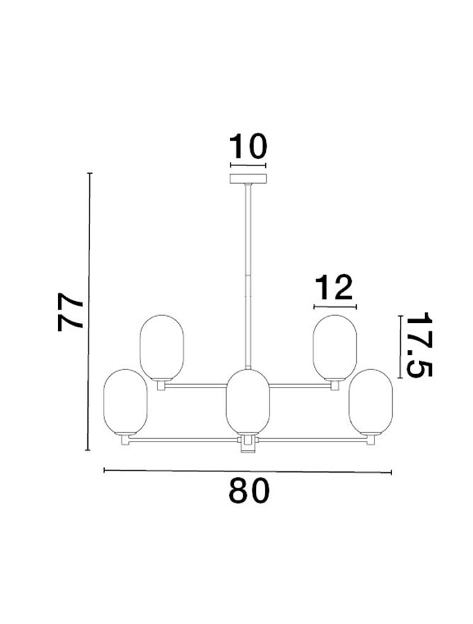 Висящо осветително тяло (пендел) BALOR 40W 8x5W G9 Златист месинг Градиент бяло стъкло