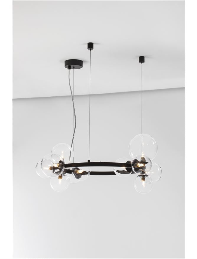 Висящо осветително тяло (пендел) ODILLIA 66W (11x6W) G9 Матово черен Прозрачно стъкло