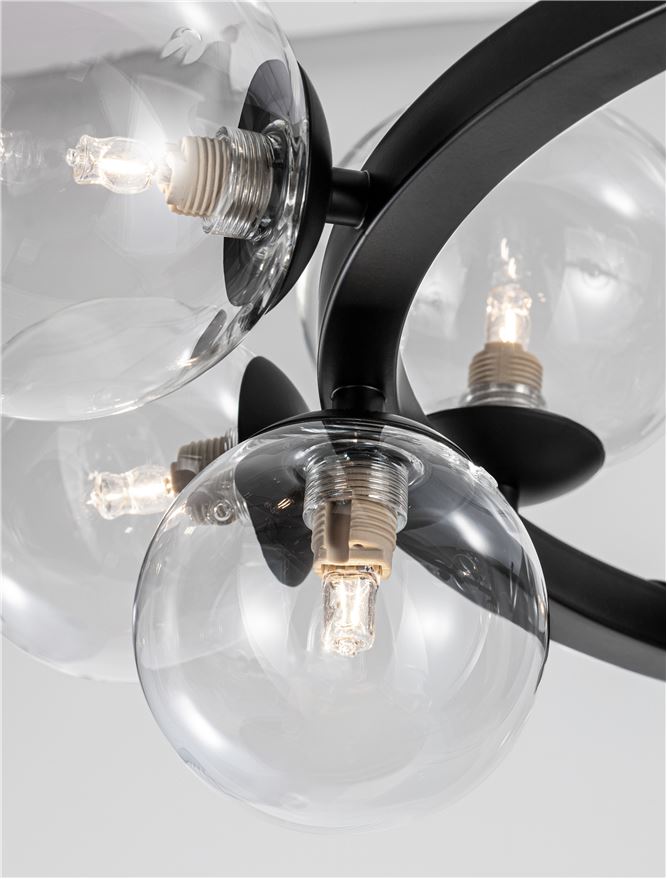Висящо осветително тяло (пендел) ODILLIA 66W (11x6W) G9 Матово черен Прозрачно стъкло