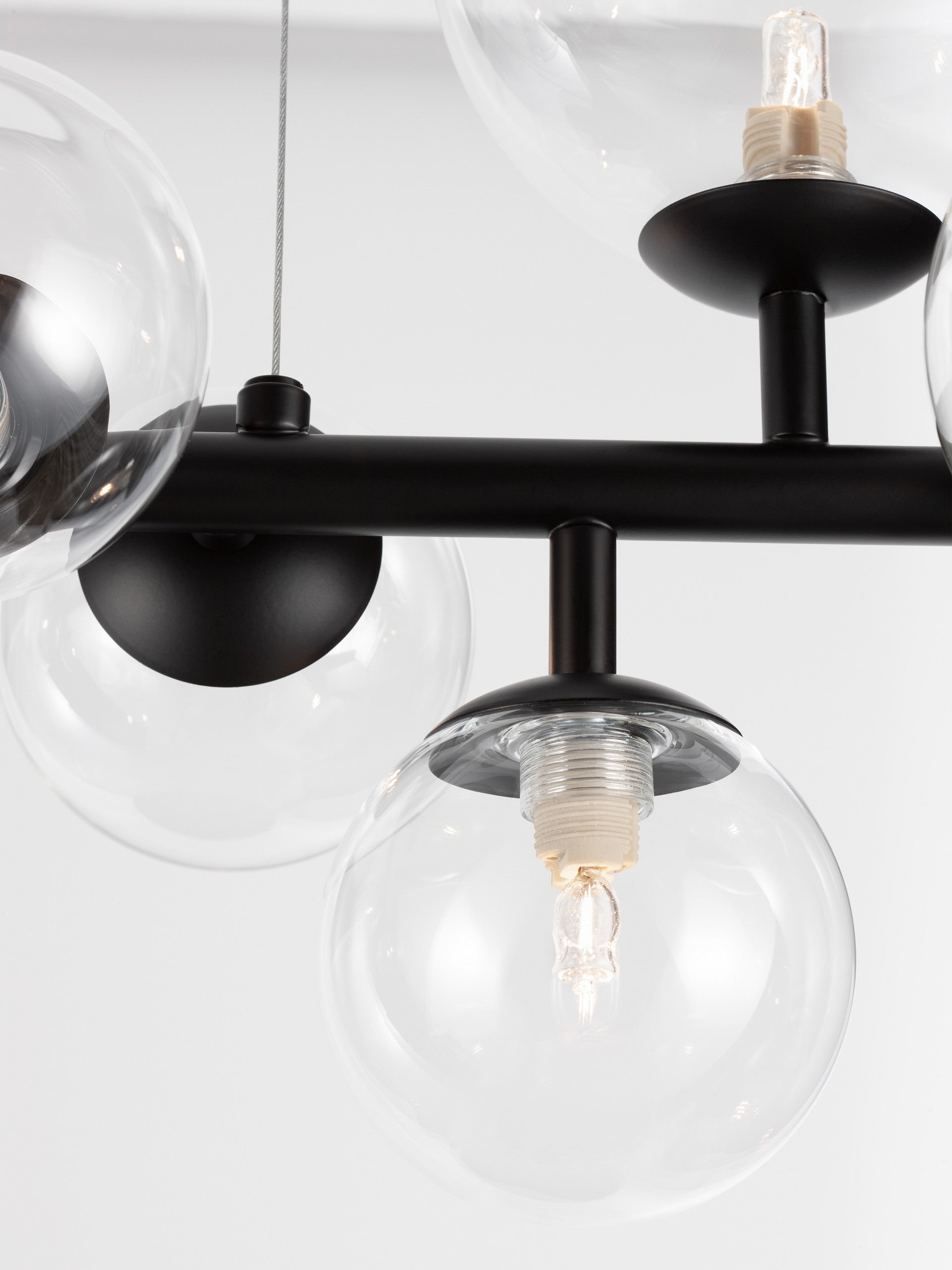 Висящо осветително тяло (пендел) ODILLIA 42W (7x6W) G9 Матово черен Прозрачно стъкло