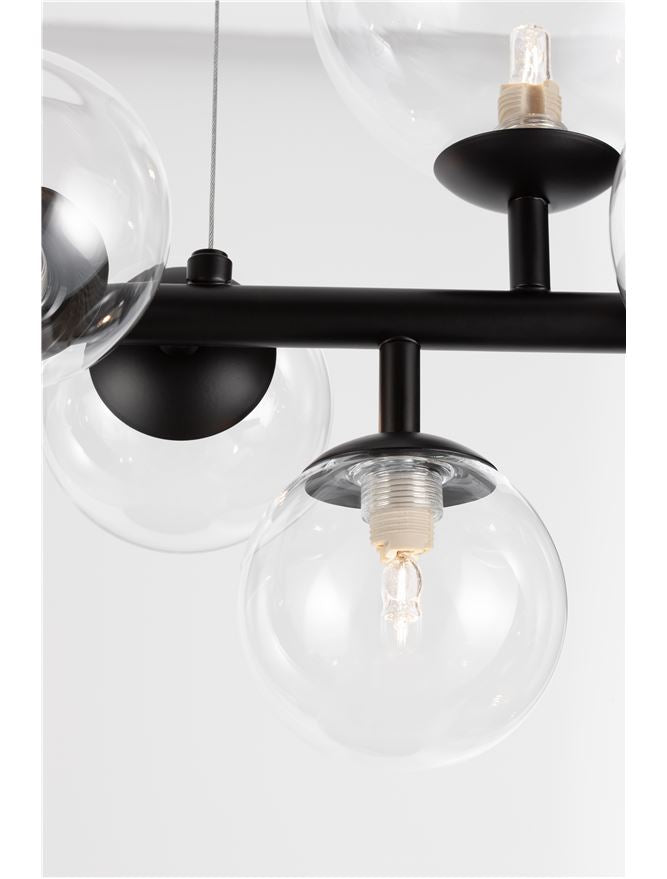 Висящо осветително тяло (пендел) ODILLIA 42W (7x6W) G9 Матово черен Прозрачно стъкло