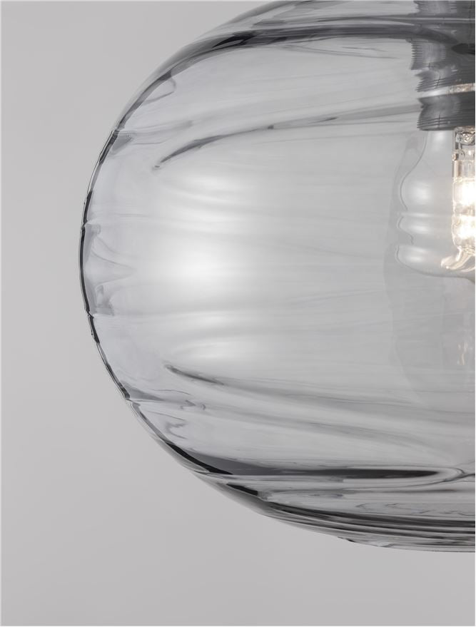 Висящо осветително тяло (пендел) EVLEEN 12W LED E27 Матово черен, светло сиво стъкло ⌀30