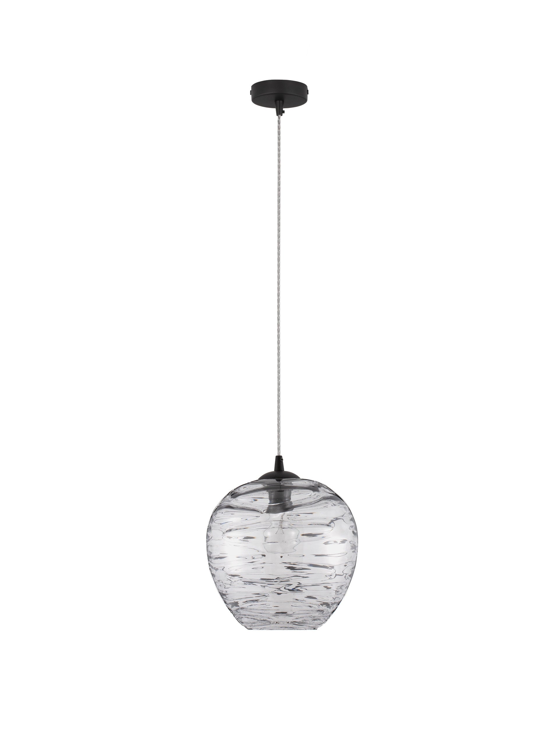 Висяща лампа EVLEEN 12W LED E27 Мат Черна, Светлосив Опушенo Стъкло ⌀25