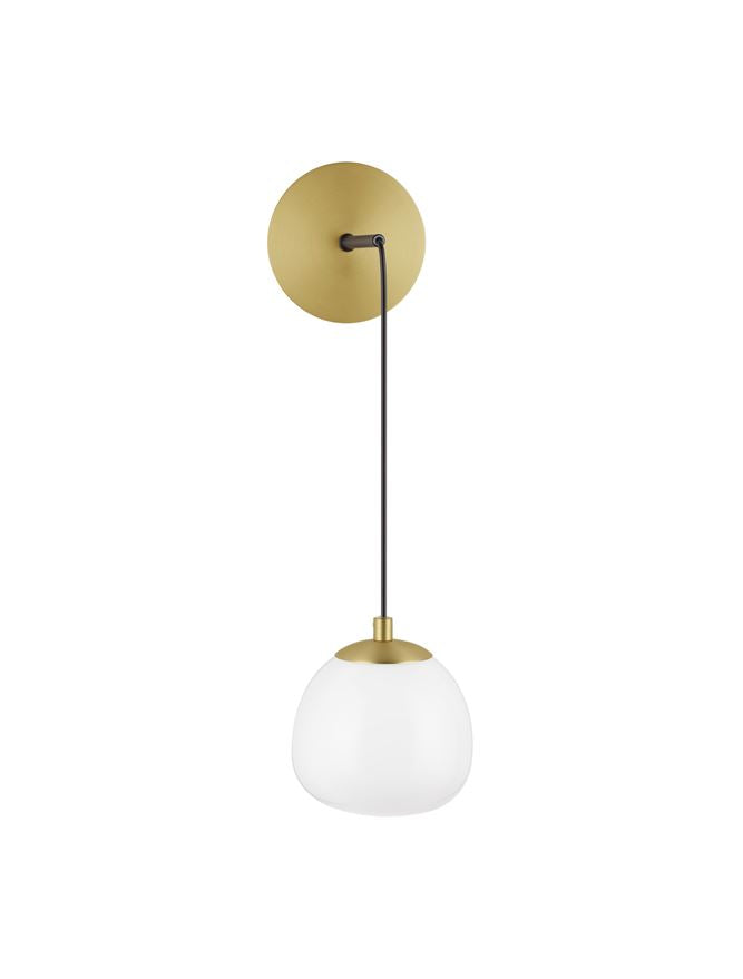 Висящо осветително тяло (пендел) THE EGG 5W LED G9 Злато и матово черно метал, опалово стъкло L20 W13 H40см Регулируема височина