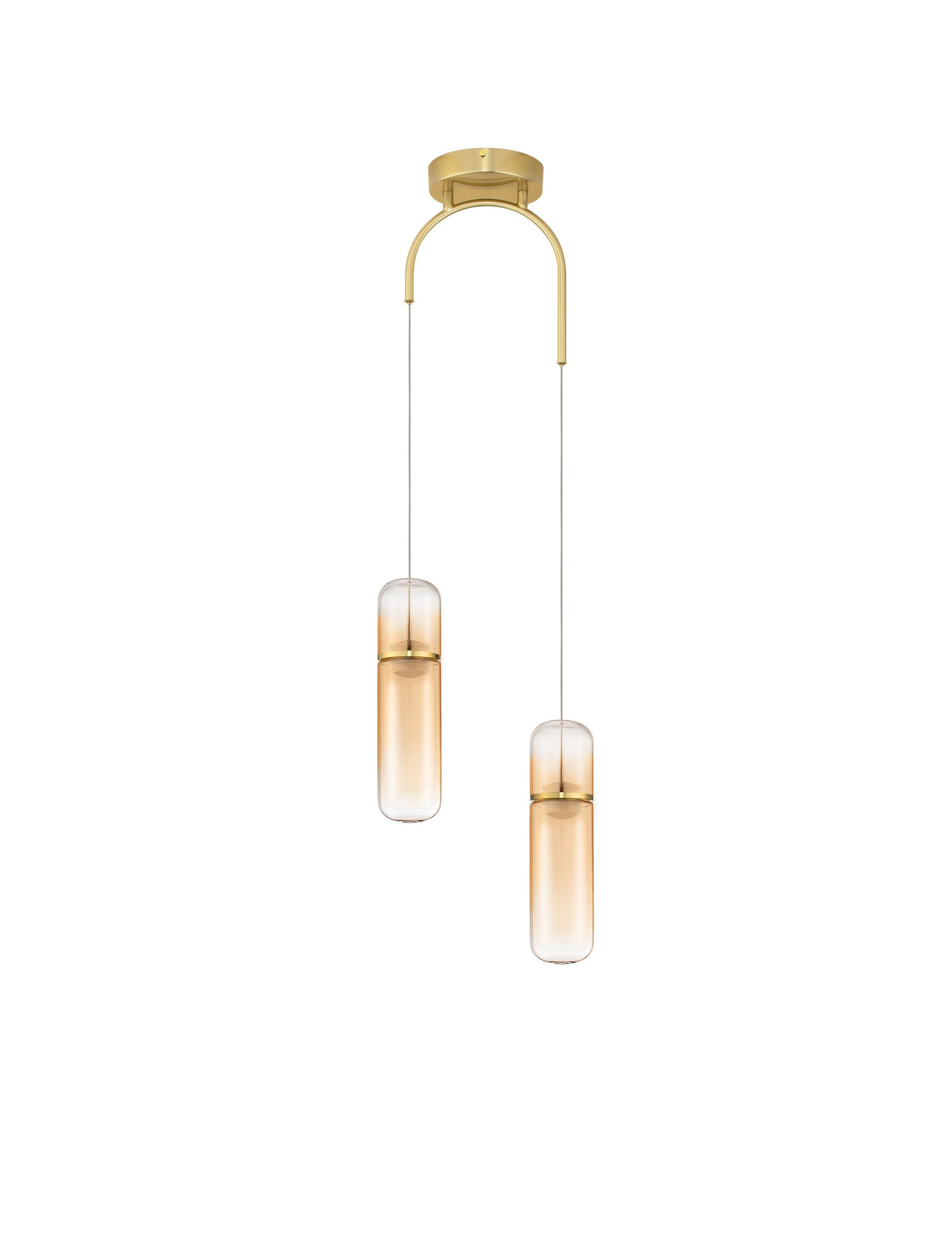 Подовa лампa NORMA LED 14W 220-240V ⌀28 H258cm Кехлибарено Стъкло Златен Метал