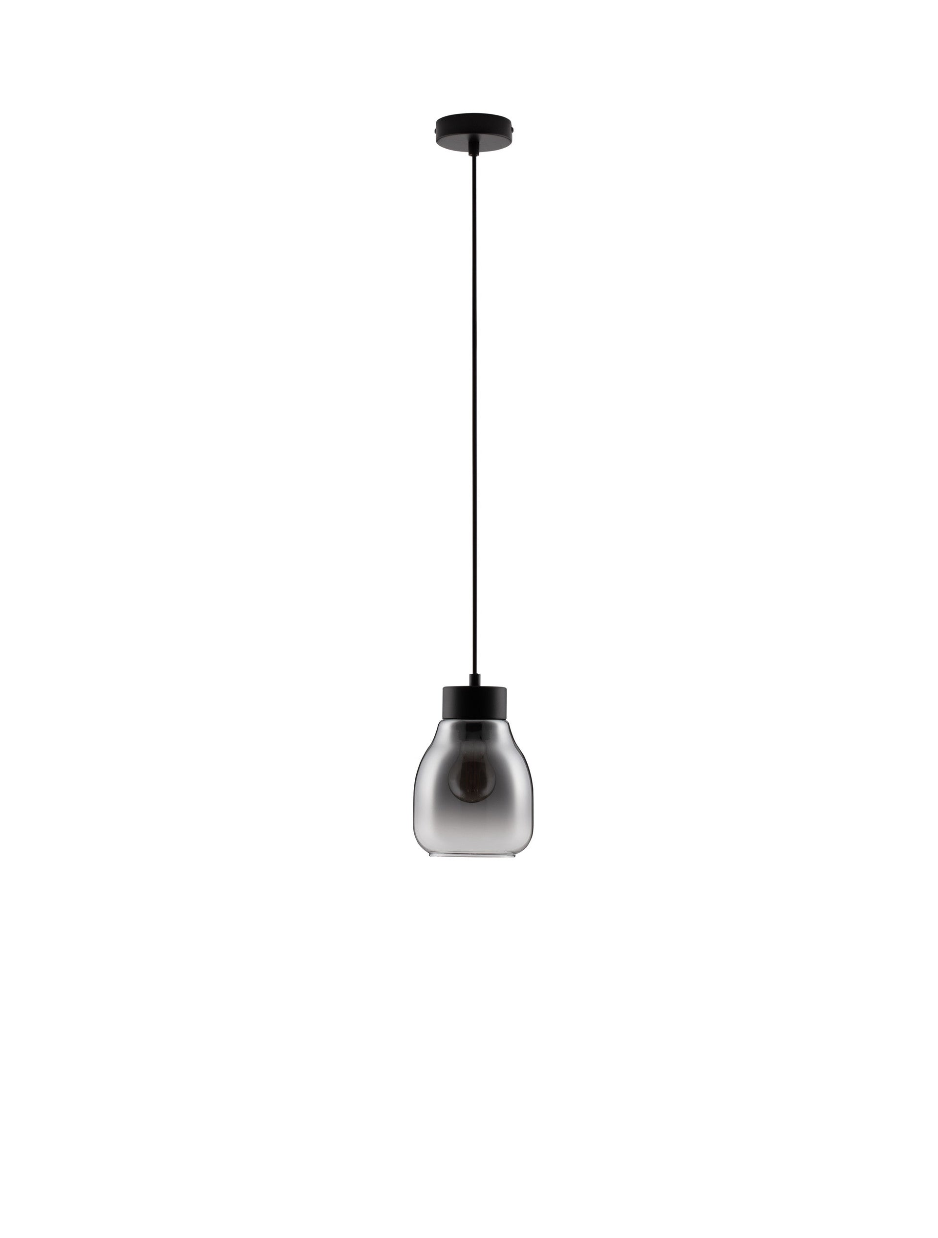 Висящо осветително тяло (пендел) BLACU 12W LED Черен метал Градиентно опушено стъкло ⌀15 H120см