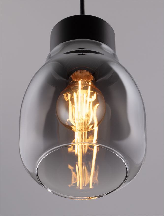 Висящо осветително тяло (пендел) BLACU 12W LED Черен метал Градиентно опушено стъкло ⌀15 H120см