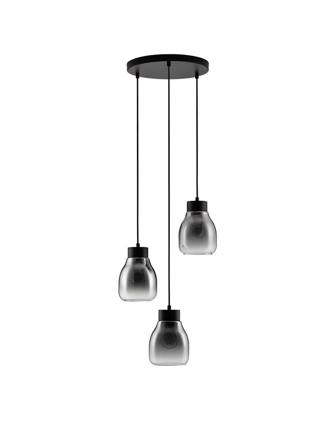 Висящо осветително тяло (пендел) BLACU 36W LED Черен метал Градиентно опушено стъкло ⌀32 H120см