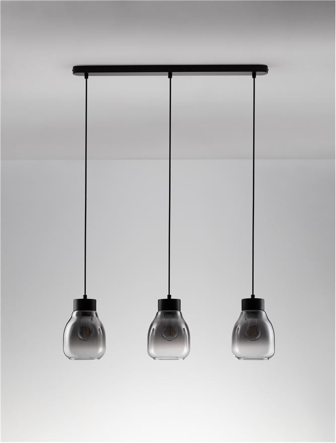 Висящо осветително тяло (пендел) BLACU 36W LED Черен метал Градиентно опушено стъкло L75 W15 H120см