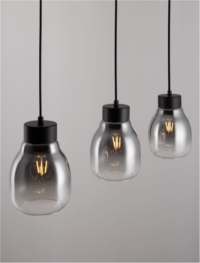 Висящо осветително тяло (пендел) BLACU 36W LED Черен метал Градиентно опушено стъкло L75 W15 H120см
