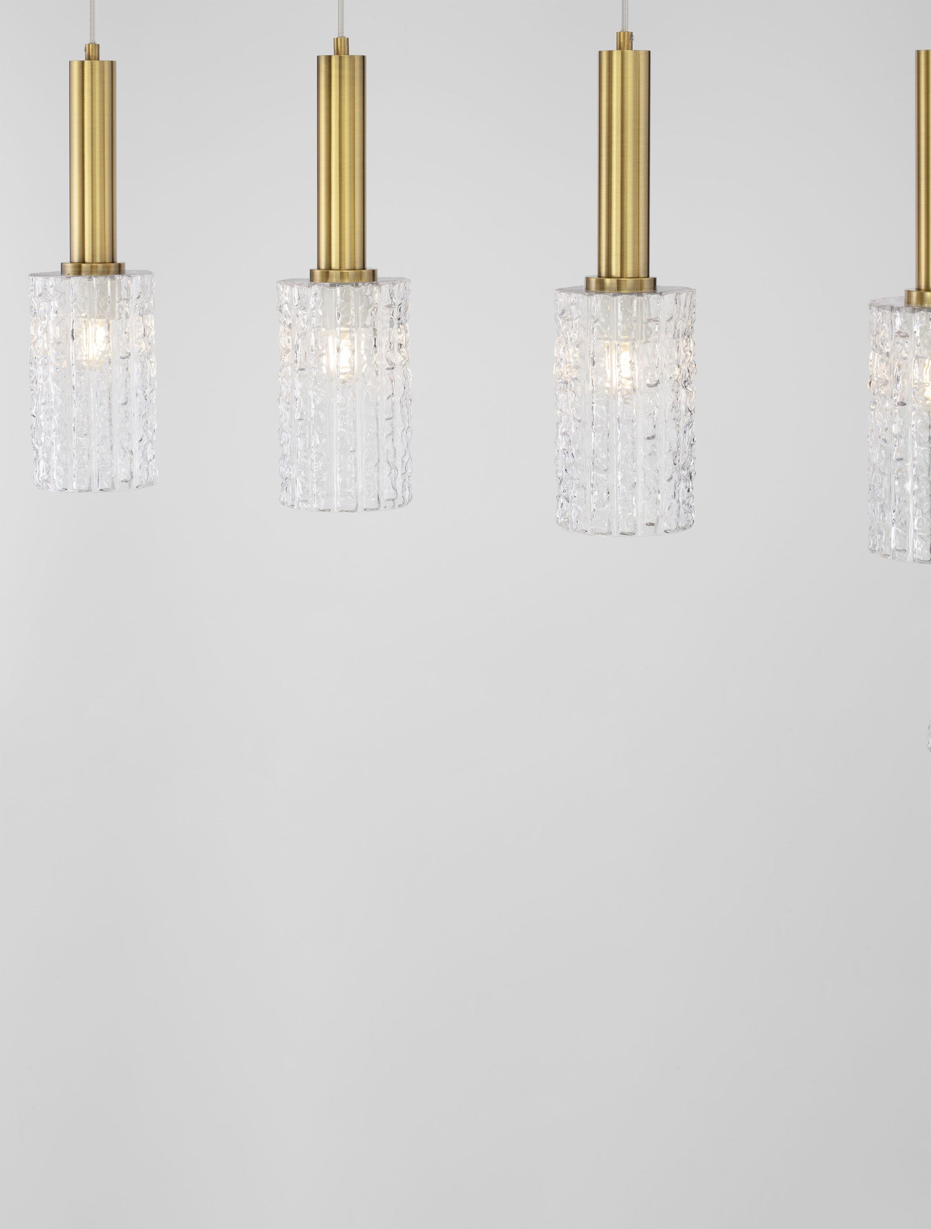 Подова лампа CERTA 48W LED, мат черно и златист месинг, прозрачно структурирано стъкло, Д90 Ш12.5 В120см