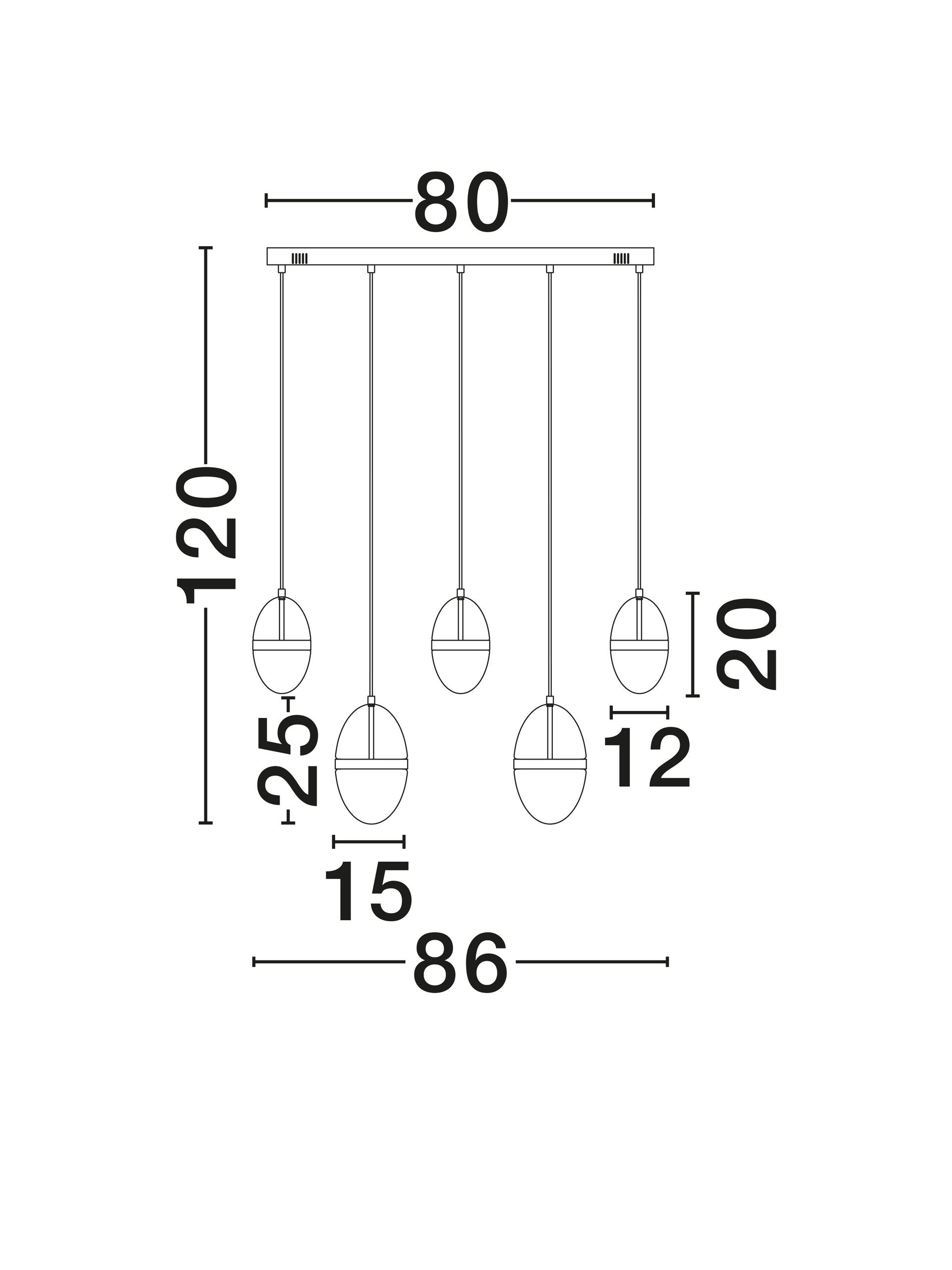 Висящо осветително тяло (пендел) EGNA 58W LED Златист и черен метал Опалово и коняк стъкло L86 W15 H120см