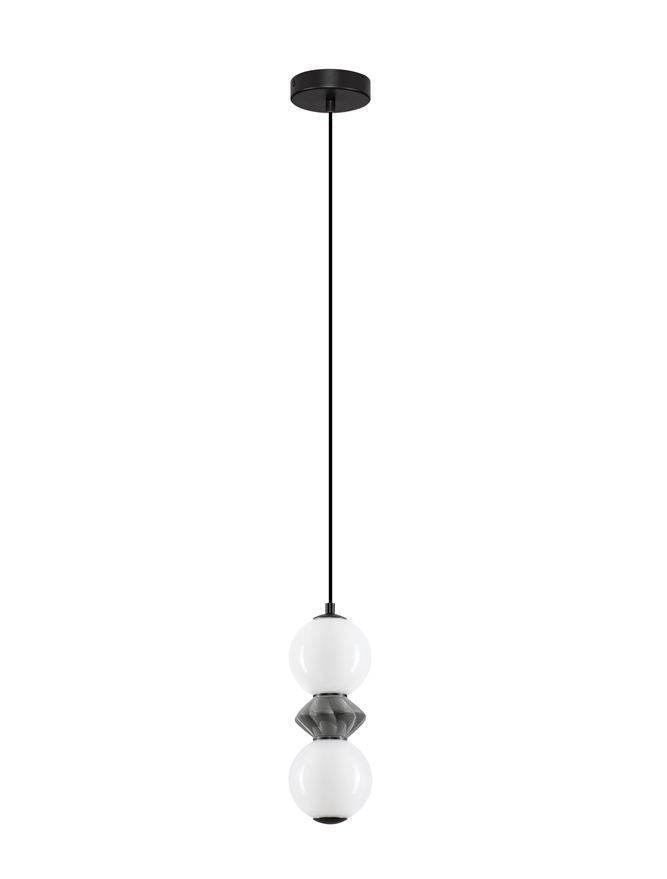 Подова лампа PALLINA LED 10W 220-240V ⌀12 H238см Тъмно сива керамика Опалово стъкло Матово черен метал