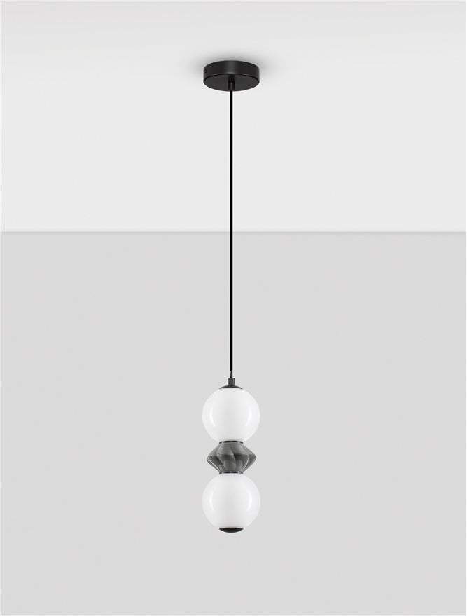 Подова лампа PALLINA LED 10W 220-240V ⌀12 H238см Тъмно сива керамика Опалово стъкло Матово черен метал