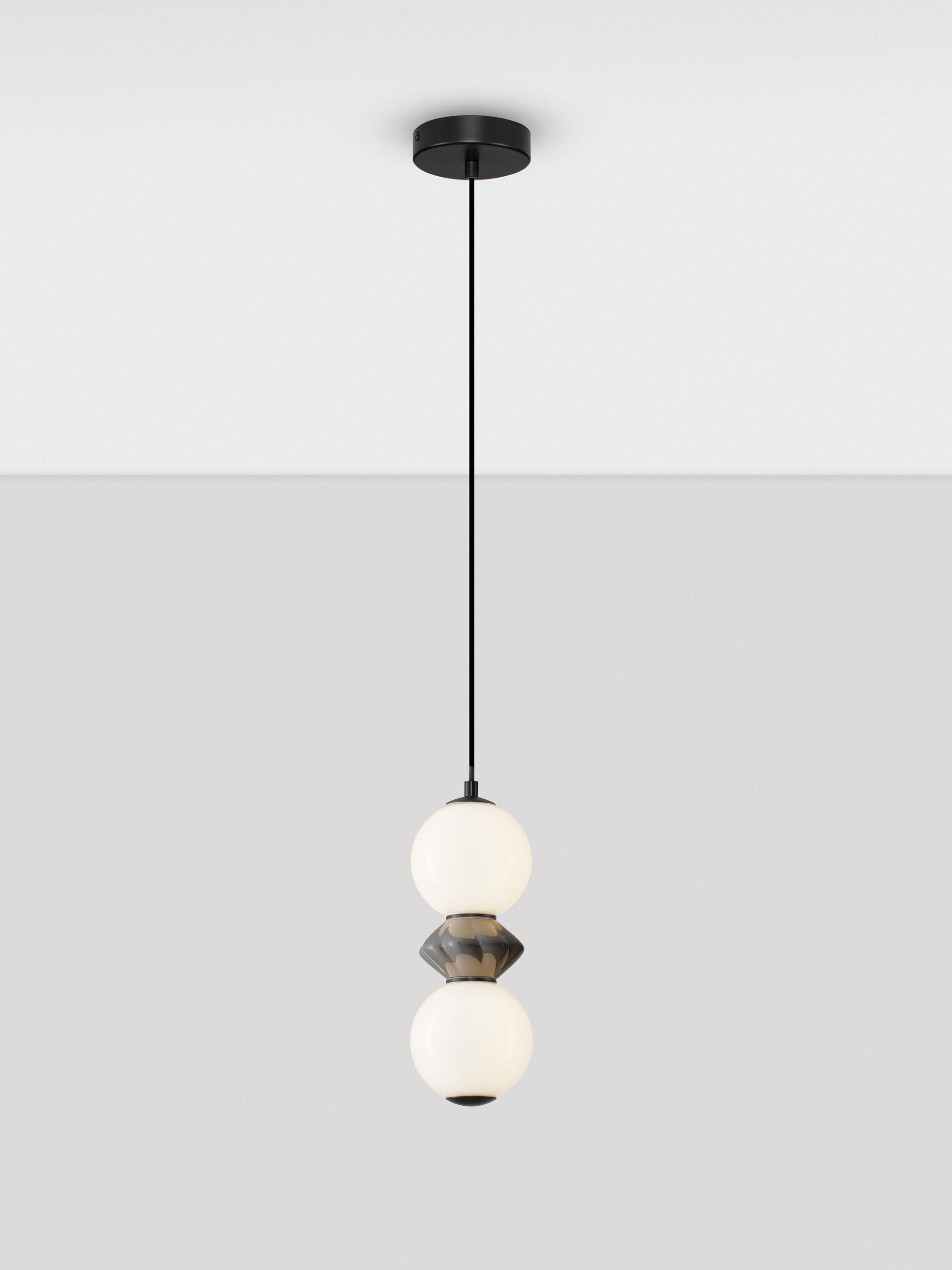 Подова лампа PALLINA LED 10W 220-240V ⌀12 H238см Тъмно сива керамика Опалово стъкло Матово черен метал