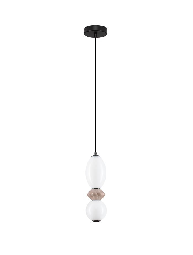 Подова лампа PALLINA LED 12W 220-240V ⌀12 H245см Кафява керамика Опалово стъкло Матово черен метал