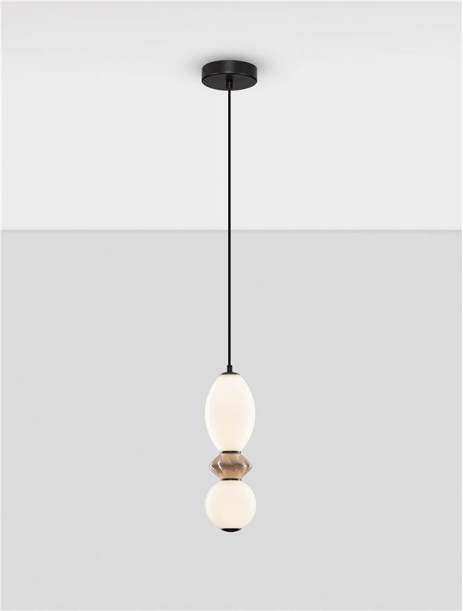 Подова лампа PALLINA LED 12W 220-240V ⌀12 H245см Кафява керамика Опалово стъкло Матово черен метал