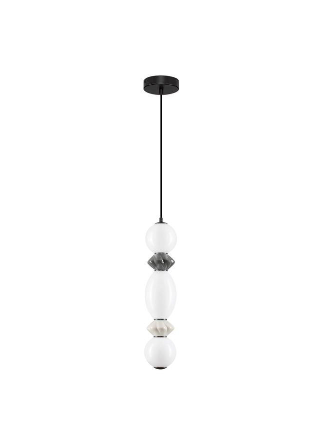 Подова лампа PALLINA LED 14W 220-240V ⌀12 H263см Тъмно и светло сива керамика Опалово стъкло Матово черен метал