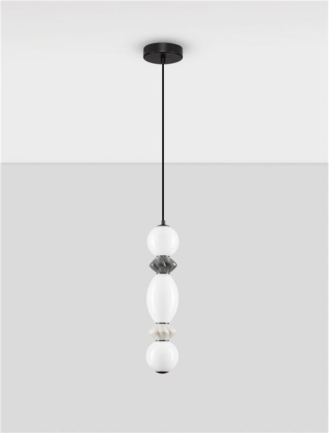 Подова лампа PALLINA LED 14W 220-240V ⌀12 H263см Тъмно и светло сива керамика Опалово стъкло Матово черен метал