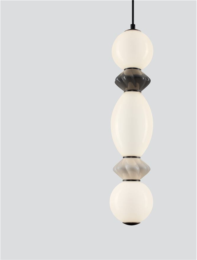 Подова лампа PALLINA LED 14W 220-240V ⌀12 H263см Тъмно и светло сива керамика Опалово стъкло Матово черен метал