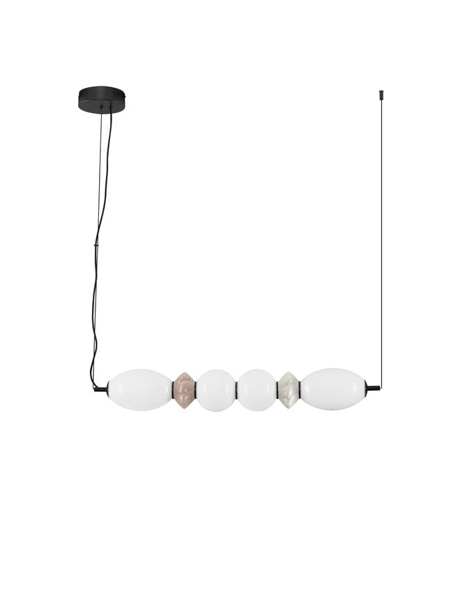 Подова лампа PALLINA LED 28W 220-240V L82 H210см Кафява и светло сива керамика Опалово стъкло Матово черен метал