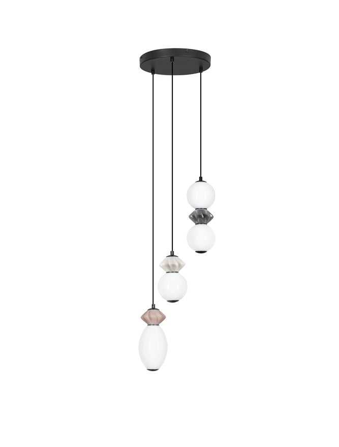 Подова лампа PALLINA LED 20W 220-240V ⌀37 H237.5см Кафява, светло и тъмно сива керамика Опалово стъкло Матово черен метал